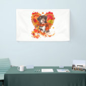 Havanese mit Herzstück aus Herbstblättern Banner (Messeveranstaltung)