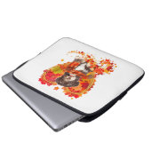 Havanese mit Herzstück aus Herbstblättern Laptopschutzhülle (Vorne Knopf)