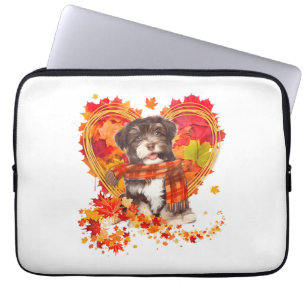Havanese mit Herzstück aus Herbstblättern Laptopschutzhülle