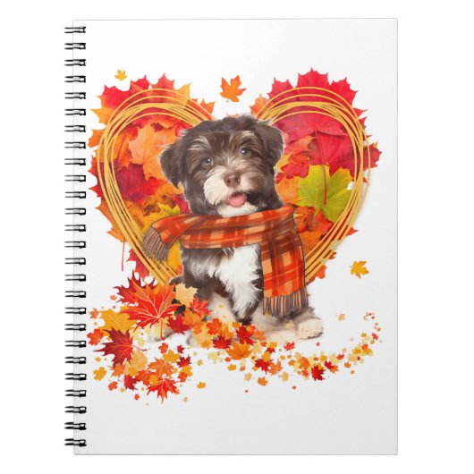 Havanese mit Herzstück aus Herbstblättern Notizblock (Vorderseite)
