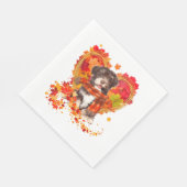 Havanese mit Herzstück aus Herbstblättern Serviette (Ecke)