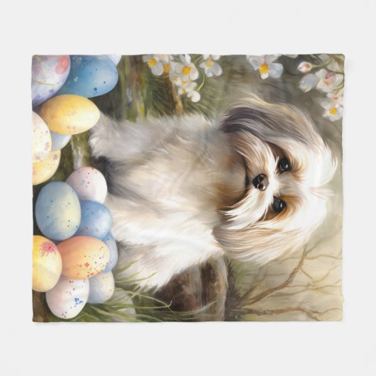 Havanese mit Ostereiern Fleecedecke (Vorderseite (Horizontal))