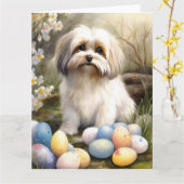 Havanese mit Ostereiern Karte (Gelbe Blume)