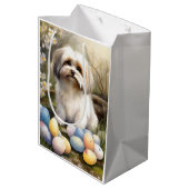 Havanese mit Ostereiern Mittlere Geschenktüte (Rückseite Schrägansicht)