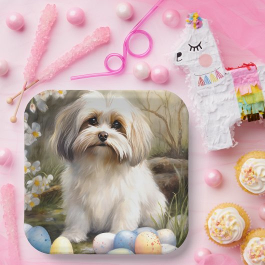 Havanese mit Ostereiern Pappteller (Party)