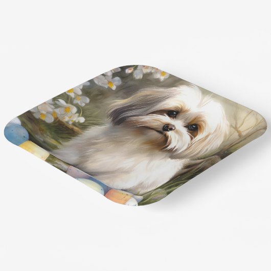 Havanese mit Ostereiern Pappteller (Gewinkelt)