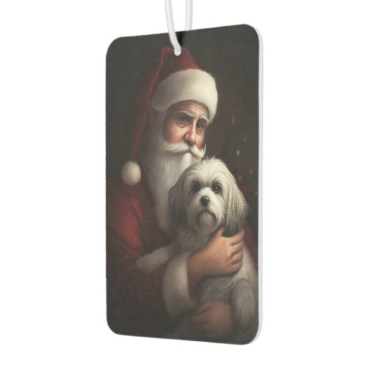Havanese mit Weihnachtsmann Weihnachten Autolufterfrischer (Links)
