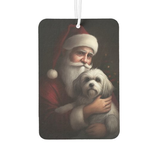 Havanese mit Weihnachtsmann Weihnachten Autolufterfrischer (Rückseite)