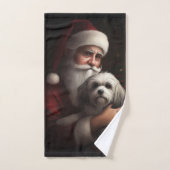 Havanese mit Weihnachtsmann Weihnachten Badhandtuch Set (Handtuch)