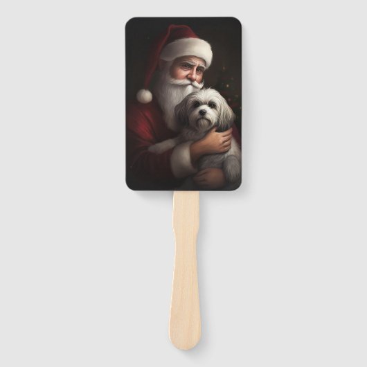 Havanese mit Weihnachtsmann Weihnachten Fächer (Vorderseite)