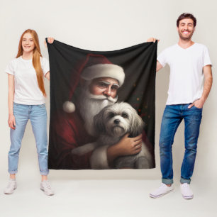 Havanese mit Weihnachtsmann Weihnachten Fleecedecke