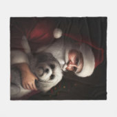 Havanese mit Weihnachtsmann Weihnachten Fleecedecke (Vorderseite (Horizontal))