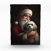 Havanese mit Weihnachtsmann Weihnachten Fotoblock (Vorderseite)