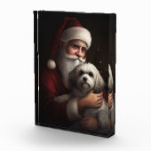 Havanese mit Weihnachtsmann Weihnachten Fotoblock (Rechts)