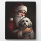 Havanese mit Weihnachtsmann Weihnachten Fotoplatte (Vorderseite)