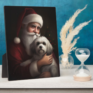 Havanese mit Weihnachtsmann Weihnachten Fotoplatte