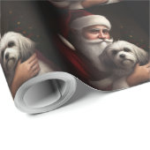 Havanese mit Weihnachtsmann Weihnachten Geschenkpapier (Rolleneckpunkt)