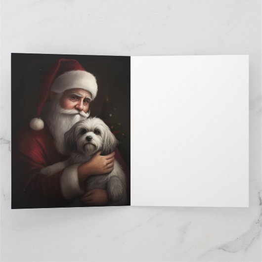 Havanese mit Weihnachtsmann Weihnachten Karte (Innenseite)