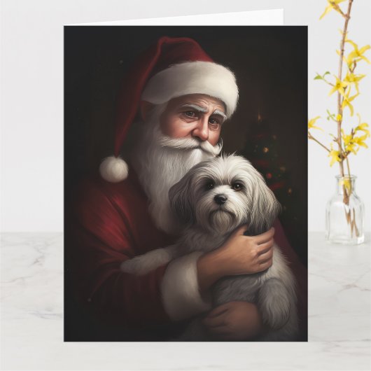 Havanese mit Weihnachtsmann Weihnachten Karte (Gelbe Blume)