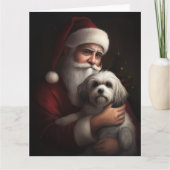 Havanese mit Weihnachtsmann Weihnachten Karte (Vorderseite)