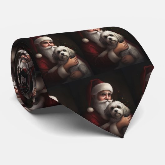 Havanese mit Weihnachtsmann Weihnachten Krawatte (Gerollt)