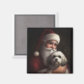 Havanese mit Weihnachtsmann Weihnachten Magnet (Vorderseite/Rückseite)
