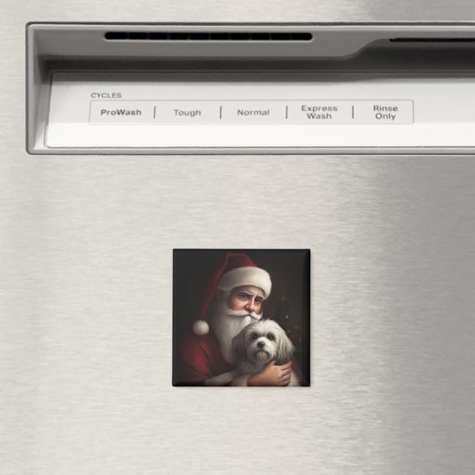 Havanese mit Weihnachtsmann Weihnachten Magnet (In Situ (Geschirrspüler))