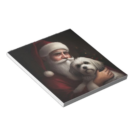 Havanese mit Weihnachtsmann Weihnachten Notizblock (angewinkelt)