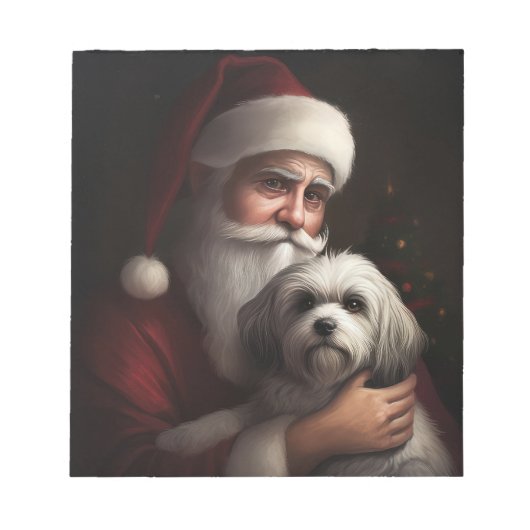 Havanese mit Weihnachtsmann Weihnachten Notizblock (Vorderseite)