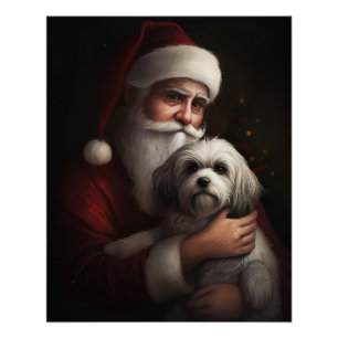 Havanese mit Weihnachtsmann Weihnachten Poster