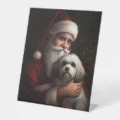 Havanese mit Weihnachtsmann Weihnachten Sockelschild (Vorderseite)