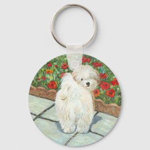 Havanese n Poppies Art Print Gifts & Cards Schlüsselanhänger