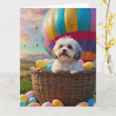 Havanese Ostereier Karte (Gelbe Blume)