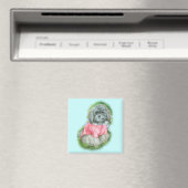 Havanese Pink Coat Art Portrait Magnet (In Situ (Geschirrspüler))