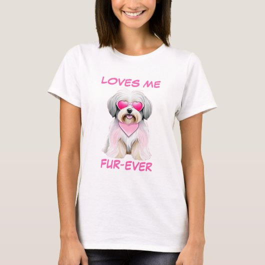 Havanese Pink Heart Shaped Sonnenbrille T-Shirt (Vorderseite)