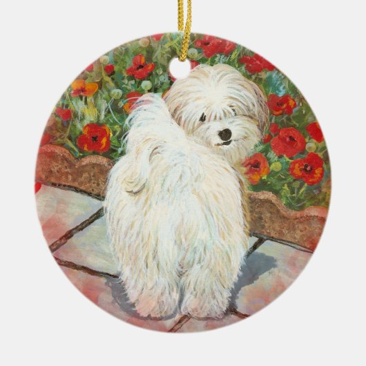 Havanese & Poppies Keramikornament (Vorne)