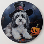 Havanese Pumpkins Halloween Beängstigend Button (Vorderseite)