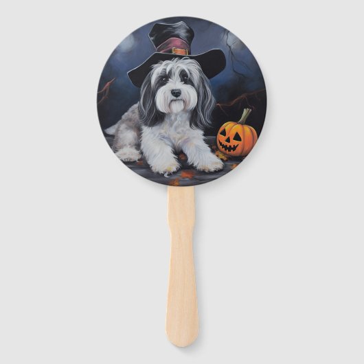 Havanese Pumpkins Halloween Beängstigend Fächer (Rückseite)
