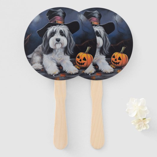 Havanese Pumpkins Halloween Beängstigend Fächer (Vorne und Hinten)