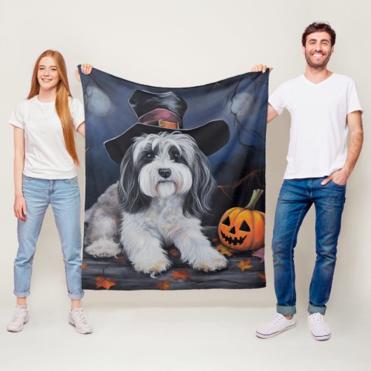 Havanese Pumpkins Halloween Beängstigend Fleecedecke (Beispiel)