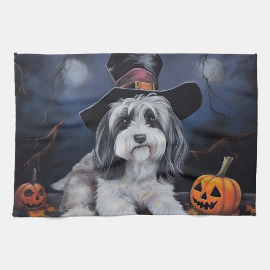 Havanese Pumpkins Halloween Beängstigend Geschirrtuch (Horizontal)