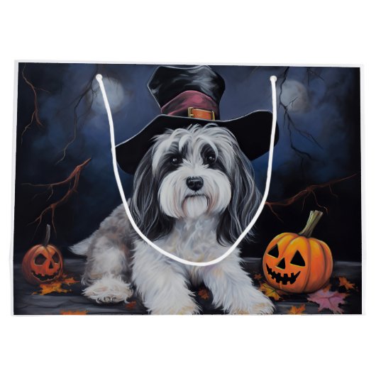 Havanese Pumpkins Halloween Beängstigend Große Geschenktüte (Rückseite)