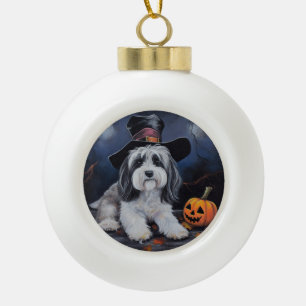 Havanese Pumpkins Halloween Beängstigend Keramik Kugel-Ornament