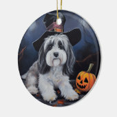 Havanese Pumpkins Halloween Beängstigend Keramik Ornament (Links)