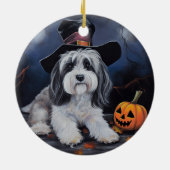 Havanese Pumpkins Halloween Beängstigend Keramik Ornament (Hinten)