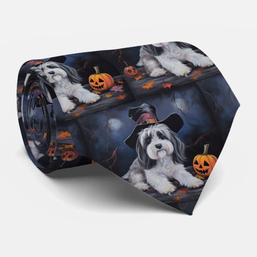 Havanese Pumpkins Halloween Beängstigend Krawatte (Gerollt)