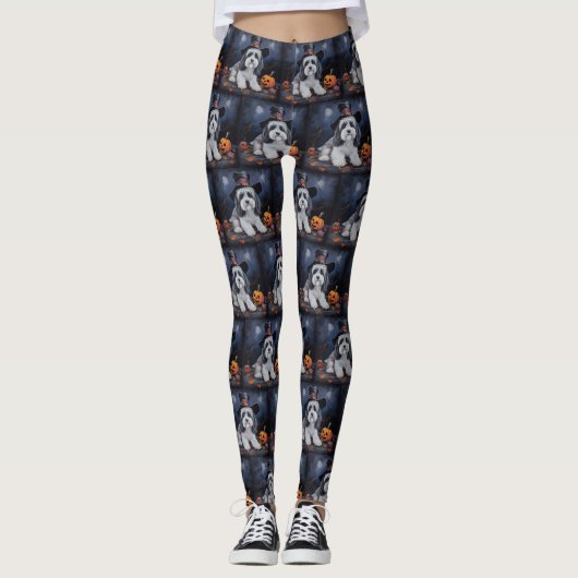 Havanese Pumpkins Halloween Beängstigend Leggings (Vorderseite)