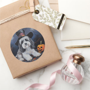 Havanese Pumpkins Halloween Beängstigend Runder Aufkleber