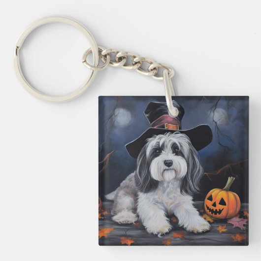 Havanese Pumpkins Halloween Beängstigend Schlüsselanhänger (Vorderseite)