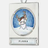 Havanese Rentier Weihnachtsdekoration Banner-Ornament Silber (Links)